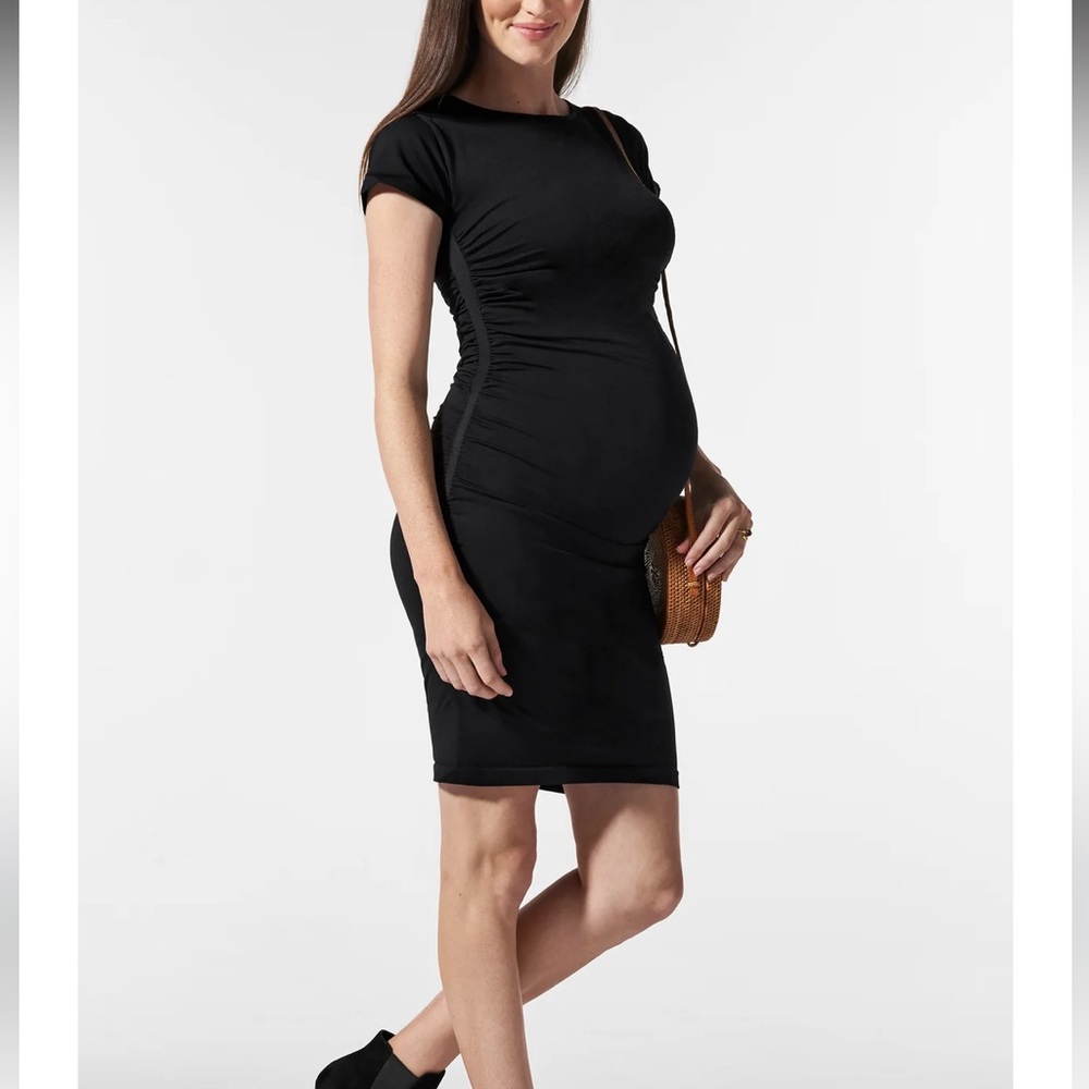 BLANQI Black Maternity Midi Dress